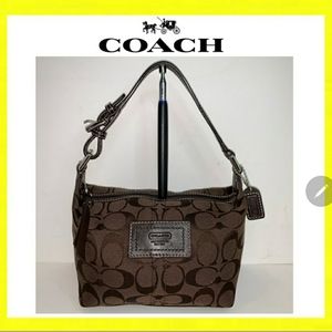 Coach Signature Canvas Top Handle Pouch